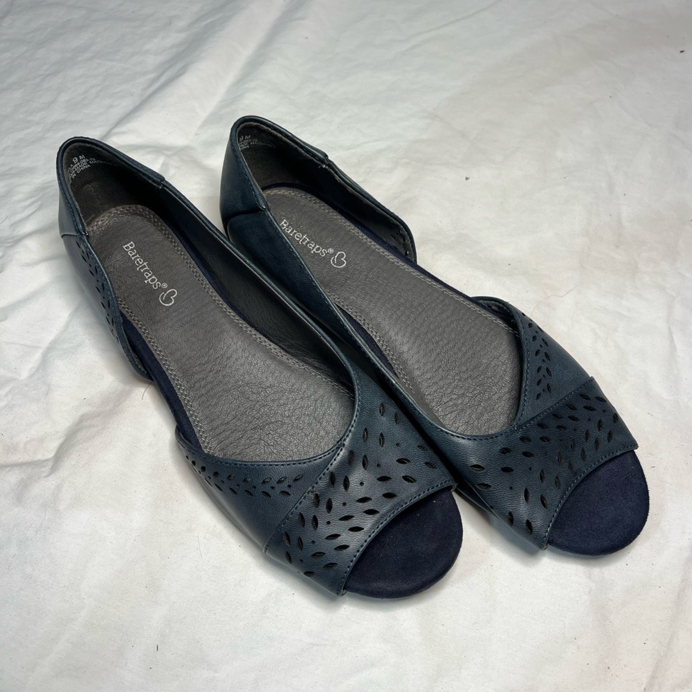 BareTraps Navy Peep Toe Flats